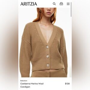 Aritzia Babaton Canberra Merino Wool Cardigan- constant camel- size small